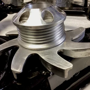 Billet Chevy Alternator Bullet Nose Pulley Comes with Polished Aluminum Fan